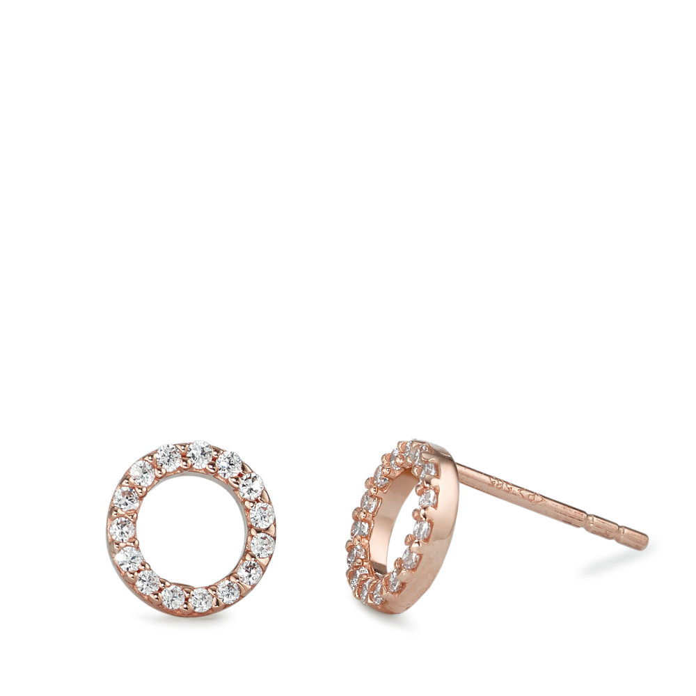 Clous d'oreilles Or rouge 14K Zircone blanc Ø7 mm-591911