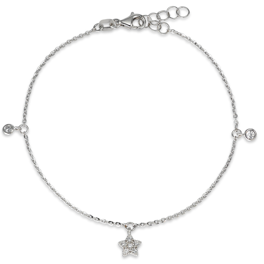 Bracelet Or blanc 14K Zircone blanc Étoile 17-19 cm-591912