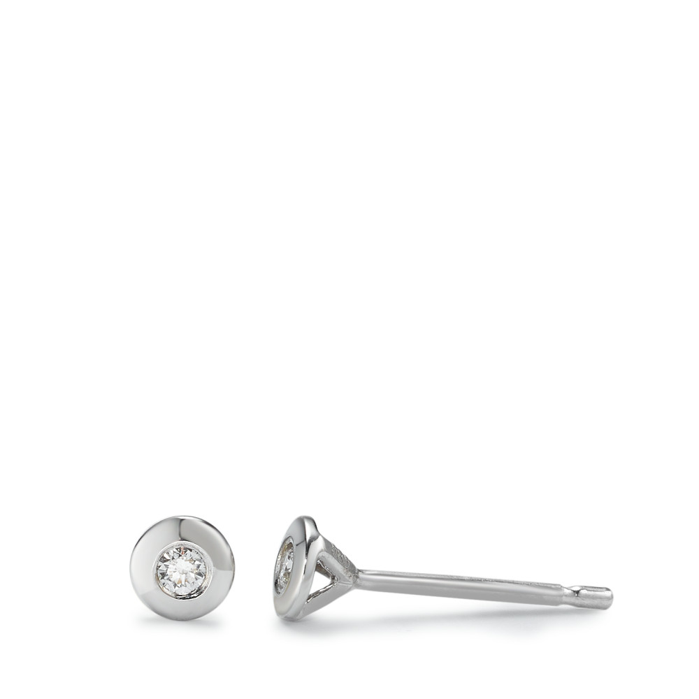 Clous d'oreilles Or blanc 14K Diamant 0.06 ct, 2 Pierres, w-si Ø4 mm-591914