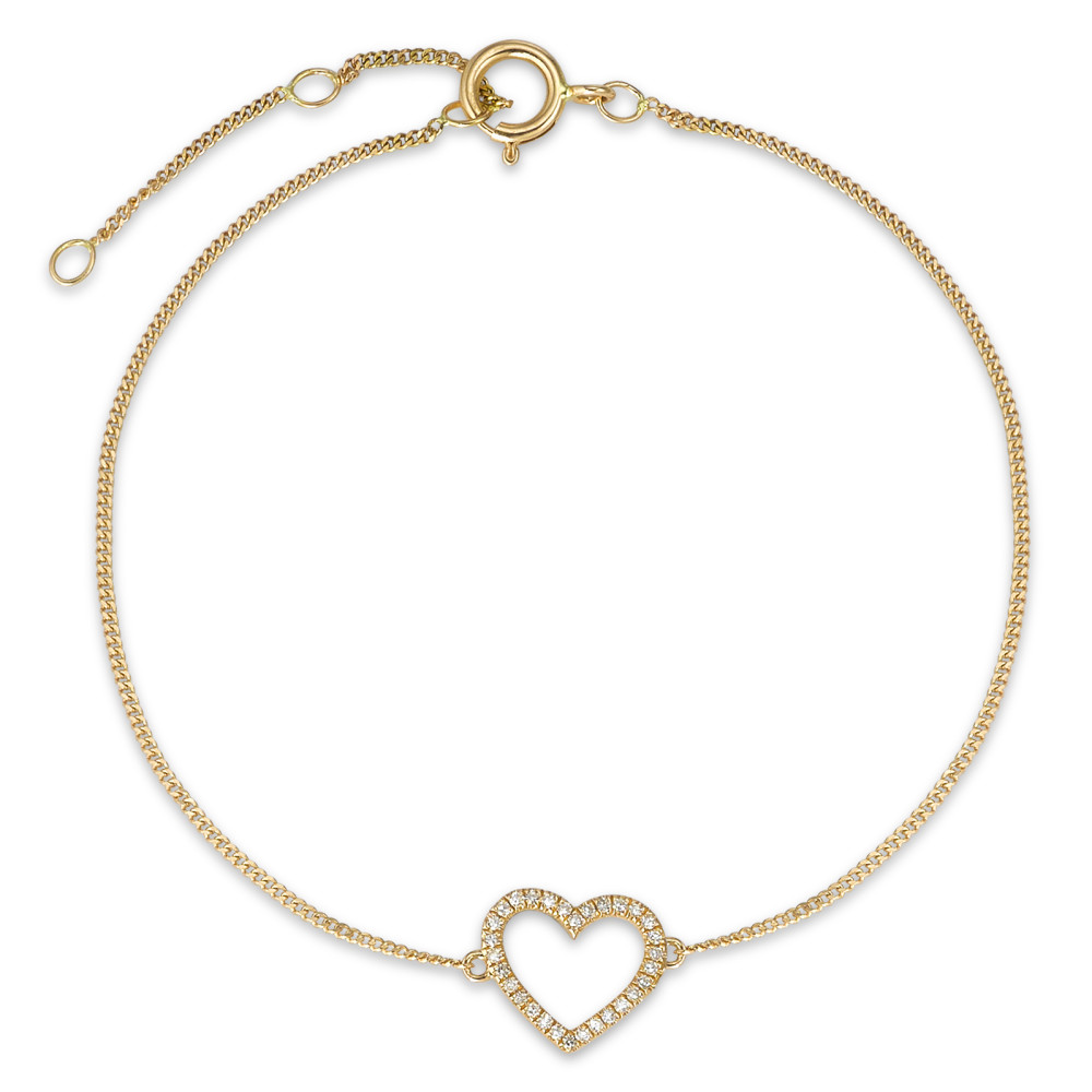 Bracelet Or jaune 14K Diamant 0.05 ct, w-si Coeur 15-18 cm-591922