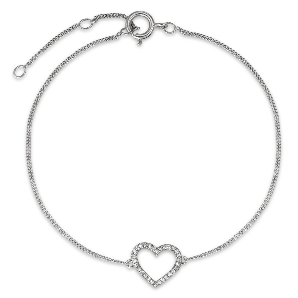 Bracelet Or blanc 14K Diamant 0.05 ct, w-si Coeur 15-18 cm-591924