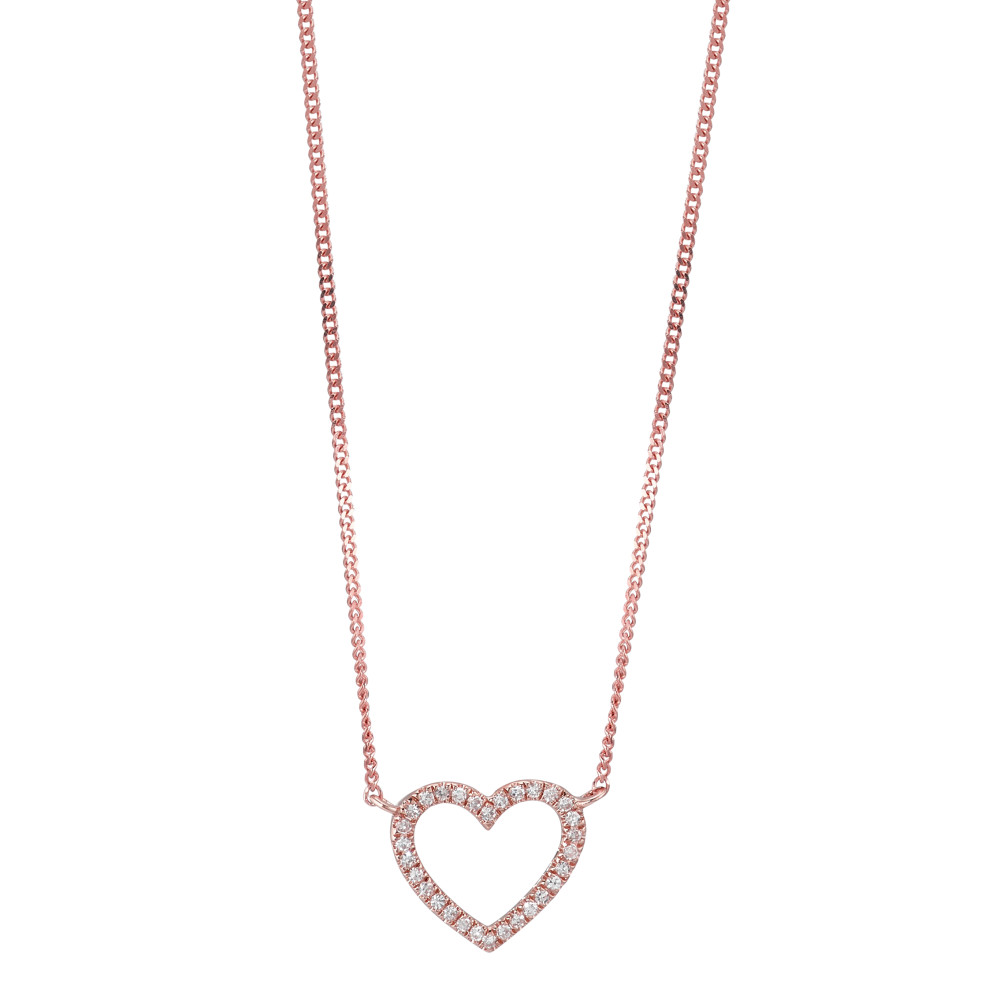 Collier Or rouge 14K Diamant 0.05 ct, w-si Coeur 42 cm-591925