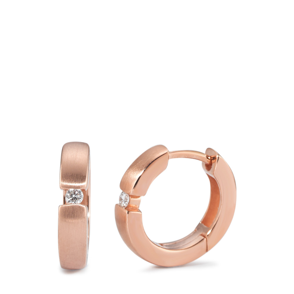 Créoles à charnières Or rouge 14K Diamant 0.05 ct, 2 Pierres, w-si-591927