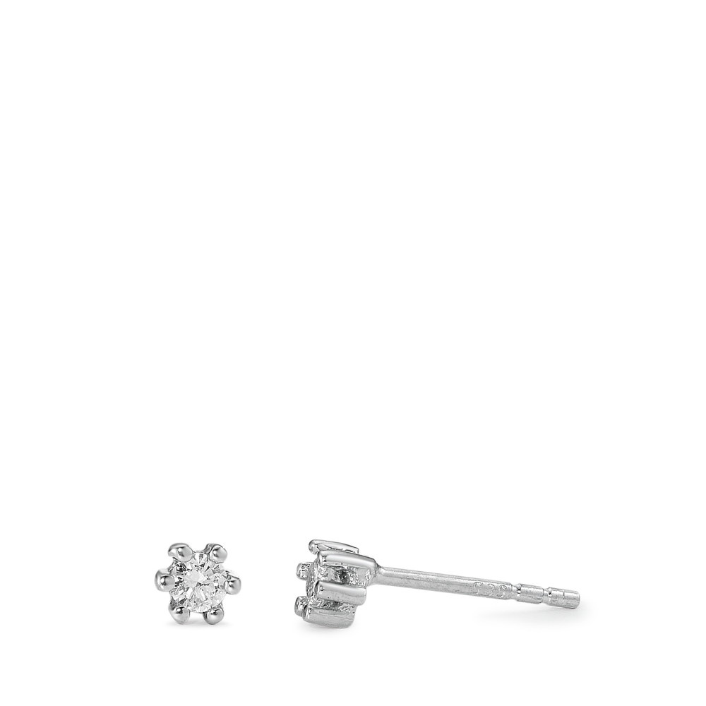 Clous d'oreilles Or blanc 14K Diamant 0.10 ct, 2 Pierres, w-si Ø3 mm-591938