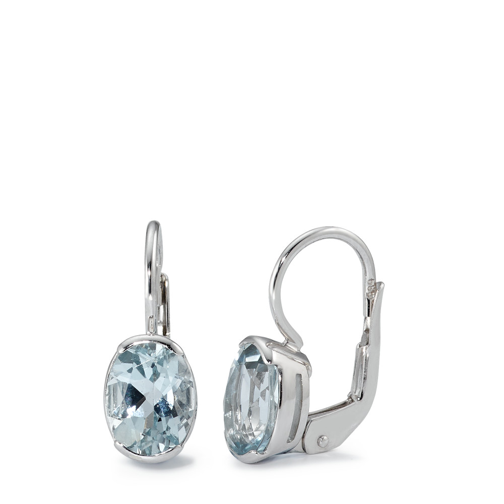 Clous d'oreilles Or blanc 14K Aigue-Marine 2 Pierres-591965