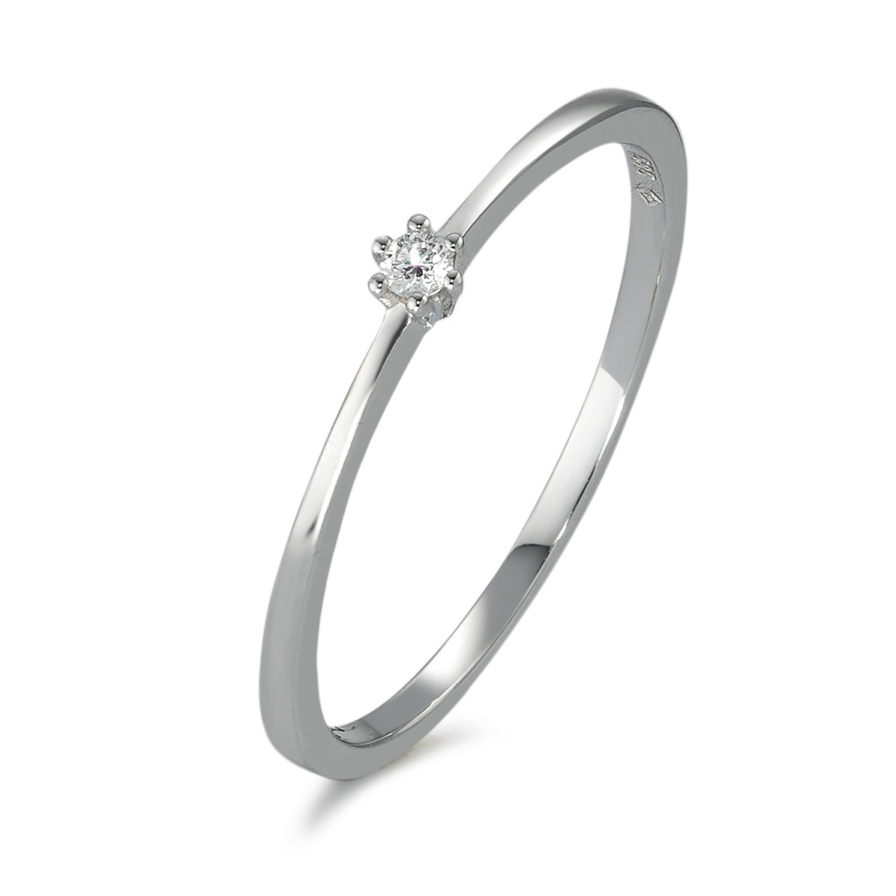 Bague solitaire Or blanc 14K Diamant 0.03 ct, w-si-591966