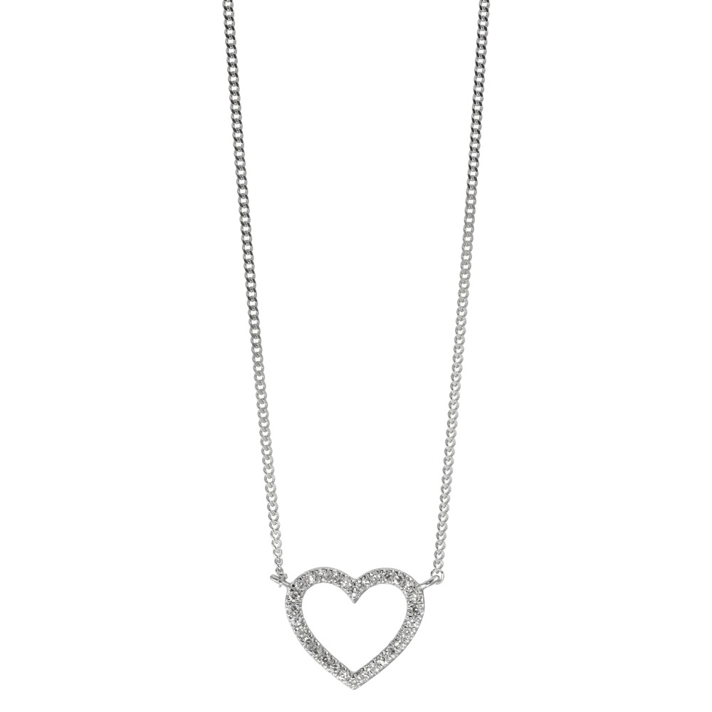 Collier Or blanc 14K Diamant 0.06 ct, w-si Coeur 42 cm-591983