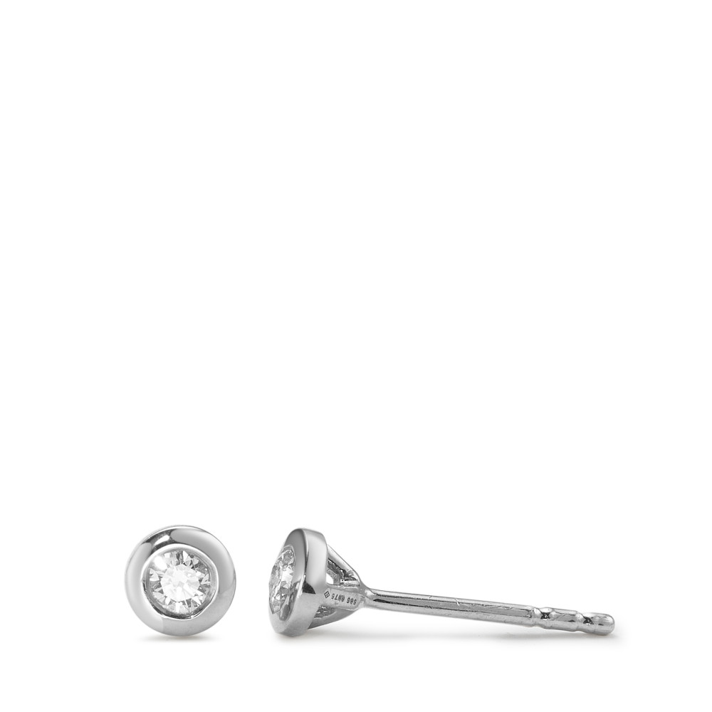 Clous d'oreilles Or blanc 14K Diamant 0.10 ct, 2 Pierres, w-si Ø4.5 mm-591991