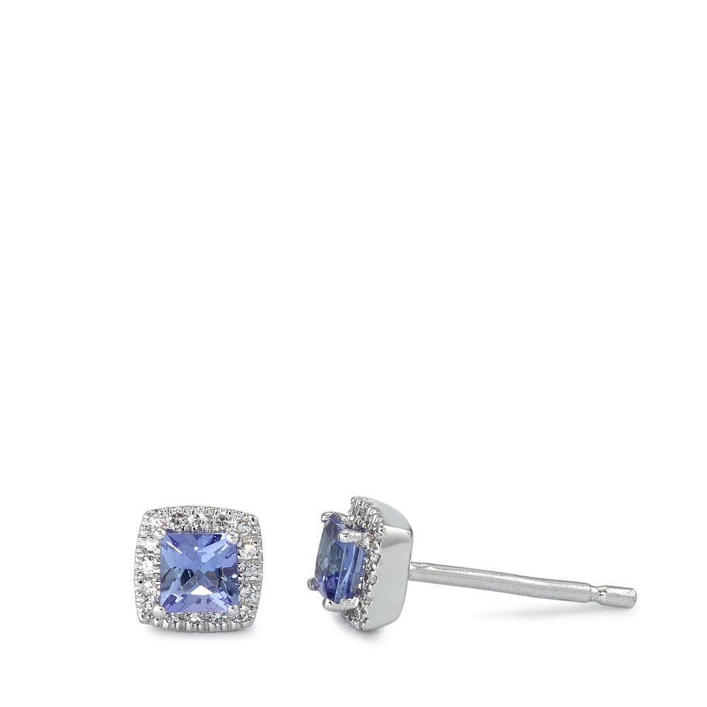 Clous d'oreilles Or blanc 14K Diamant 0.05 ct, w-si, Tanzanite-591997