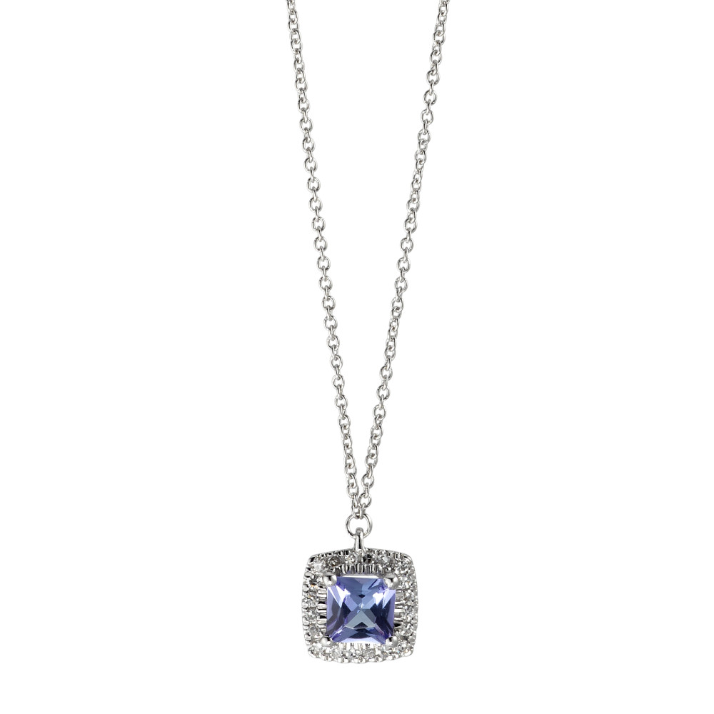 Collier Or blanc 14K Diamant 0.05 ct, w-si, Tanzanite 42 cm-591998