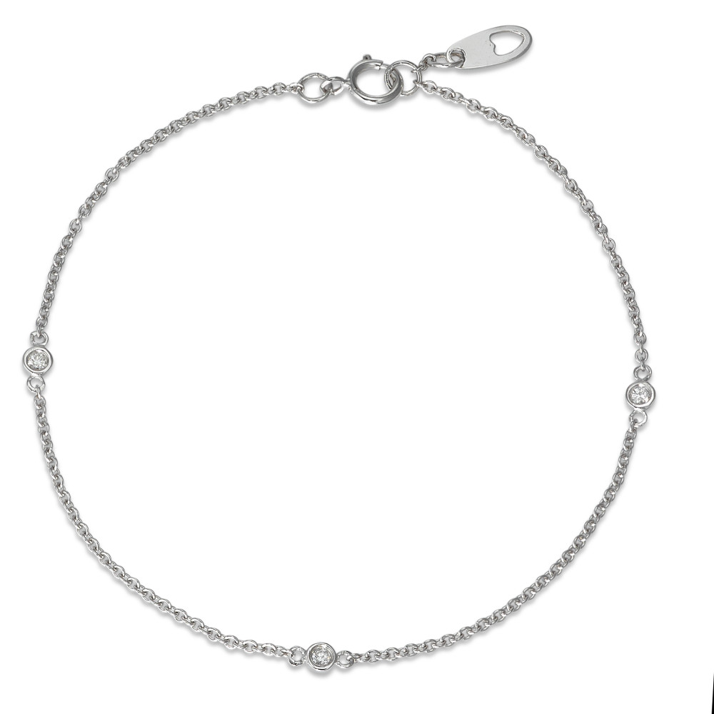 Bracelet Or blanc 18K Diamant 0.06 ct, 3 Pierres, w-si 17 cm-592001