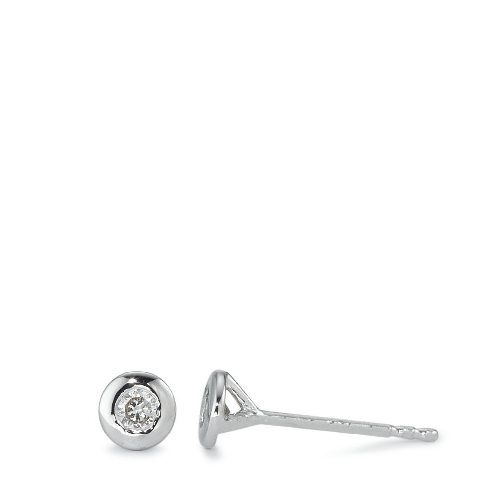 Clous d'oreilles Or blanc 14K Diamant 0.15 ct, 2 Pierres, w-si Ø4.5 mm-592005