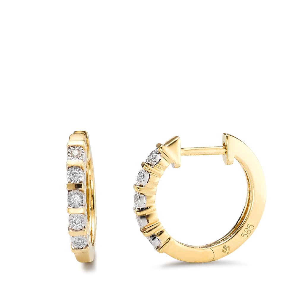 Créoles à charnières Or jaune 14K Diamant 0.04 ct, 10 Pierres, w-si-592262