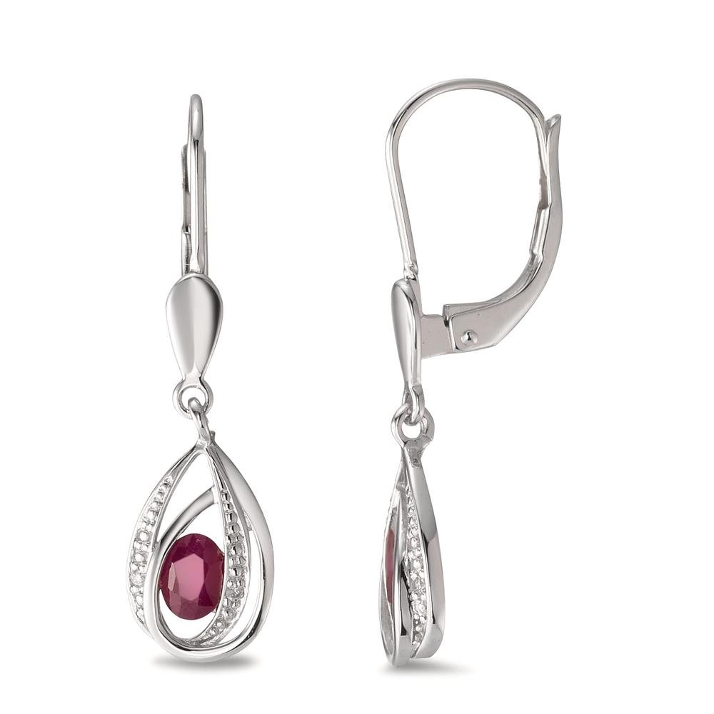 Pendant d'oreilles Or blanc 14K Rubis 2 Pierres, Diamant 0.01 ct, w-pi1-592263