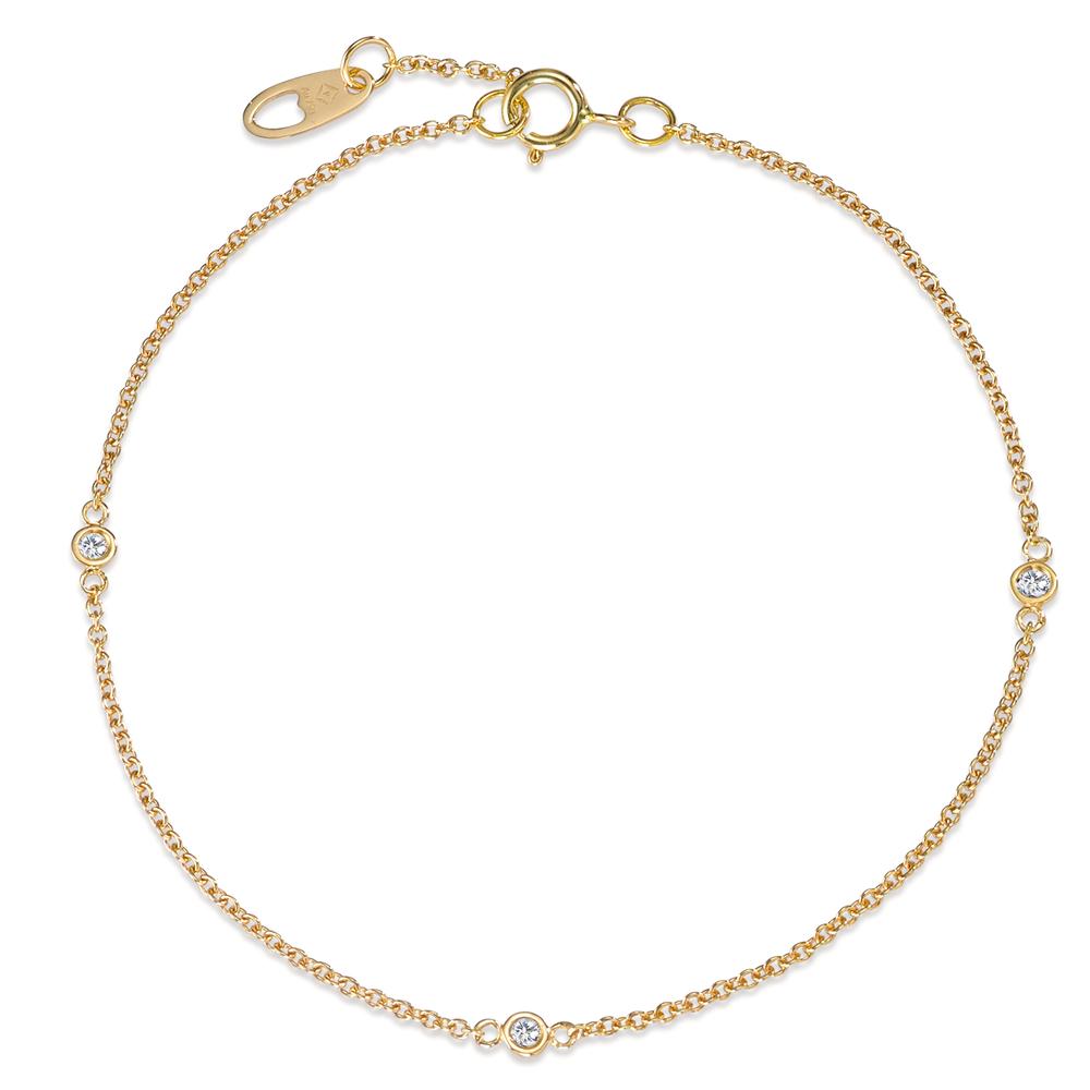 Bracelet Or jaune 18K Diamant 0.06 ct, 3 Pierres, w-si 17.5-19 cm-592285