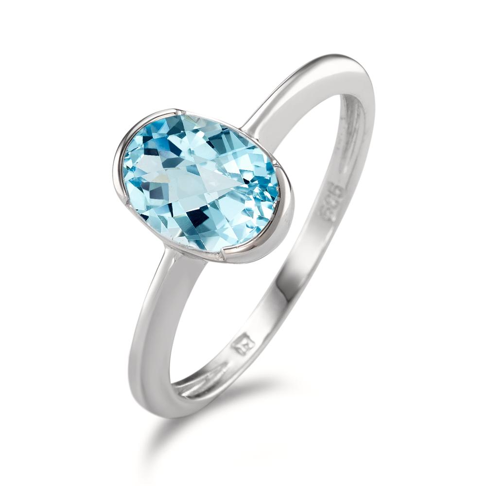 Bague Or blanc 14K Aigue-Marine Ø8.5 mm-592307