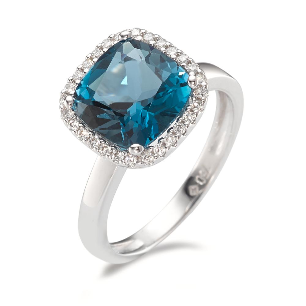 Bague Or blanc 18K Topaze London Blue-592309