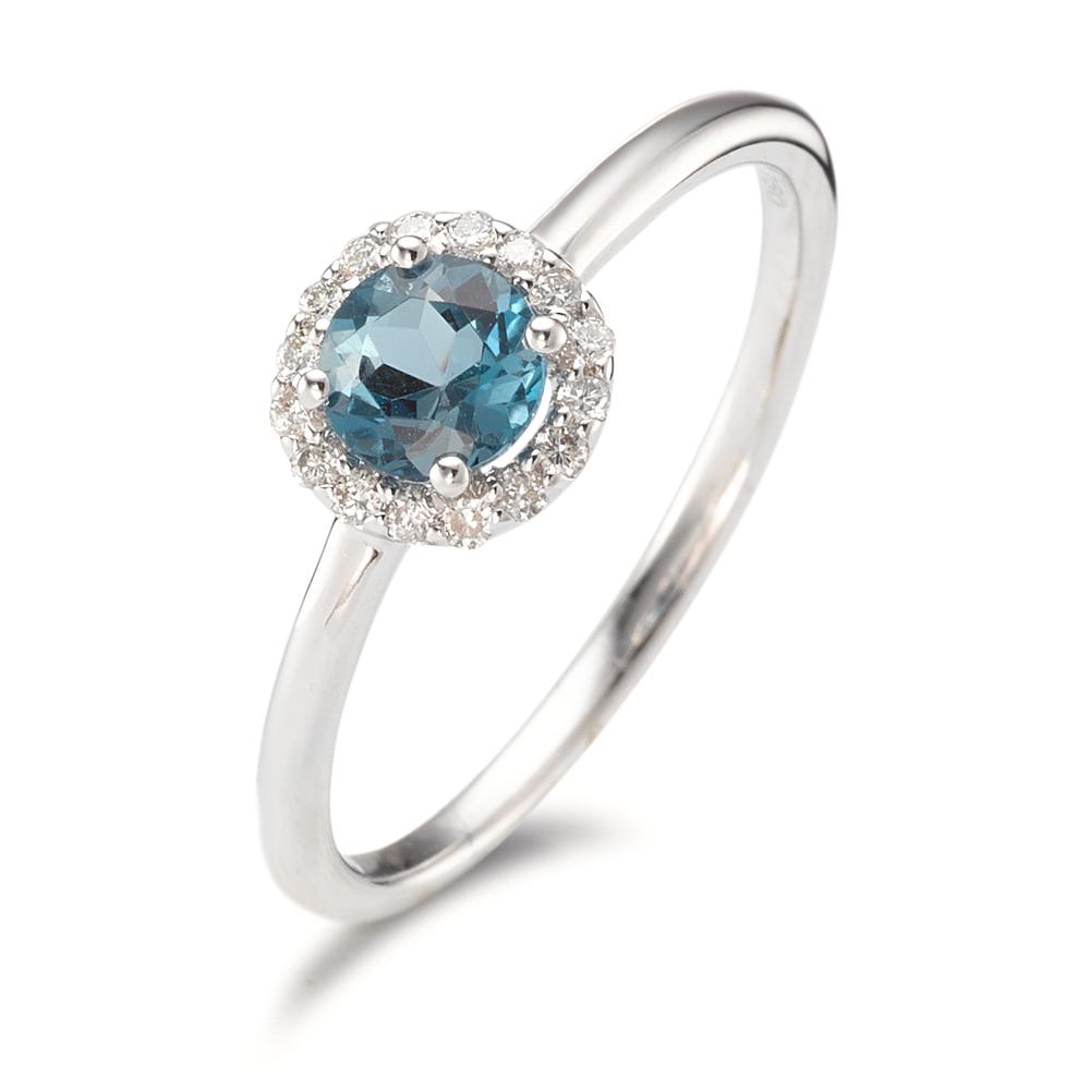 Bague Or blanc 18K Topaze London Blue-592321