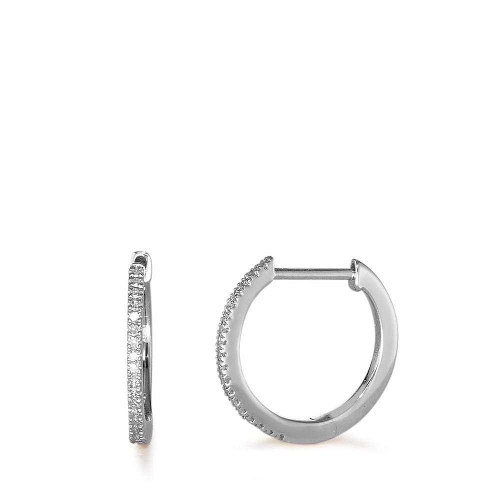 Créoles à charnières Or blanc 14K Diamant 0.06 ct, tw-si-592328