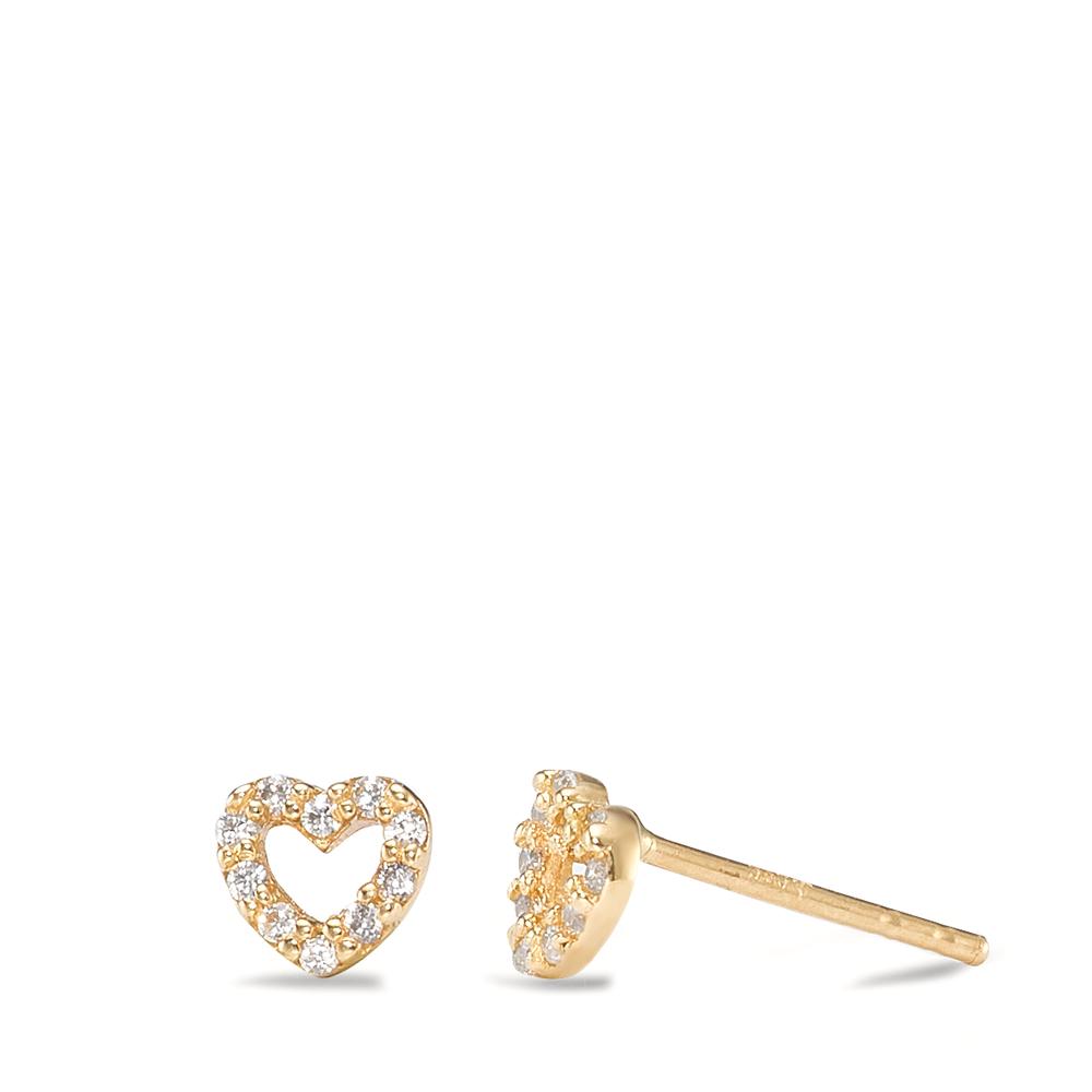 Clous d'oreilles Or jaune 14K Zircone Coeur Ø4.5 mm-592333
