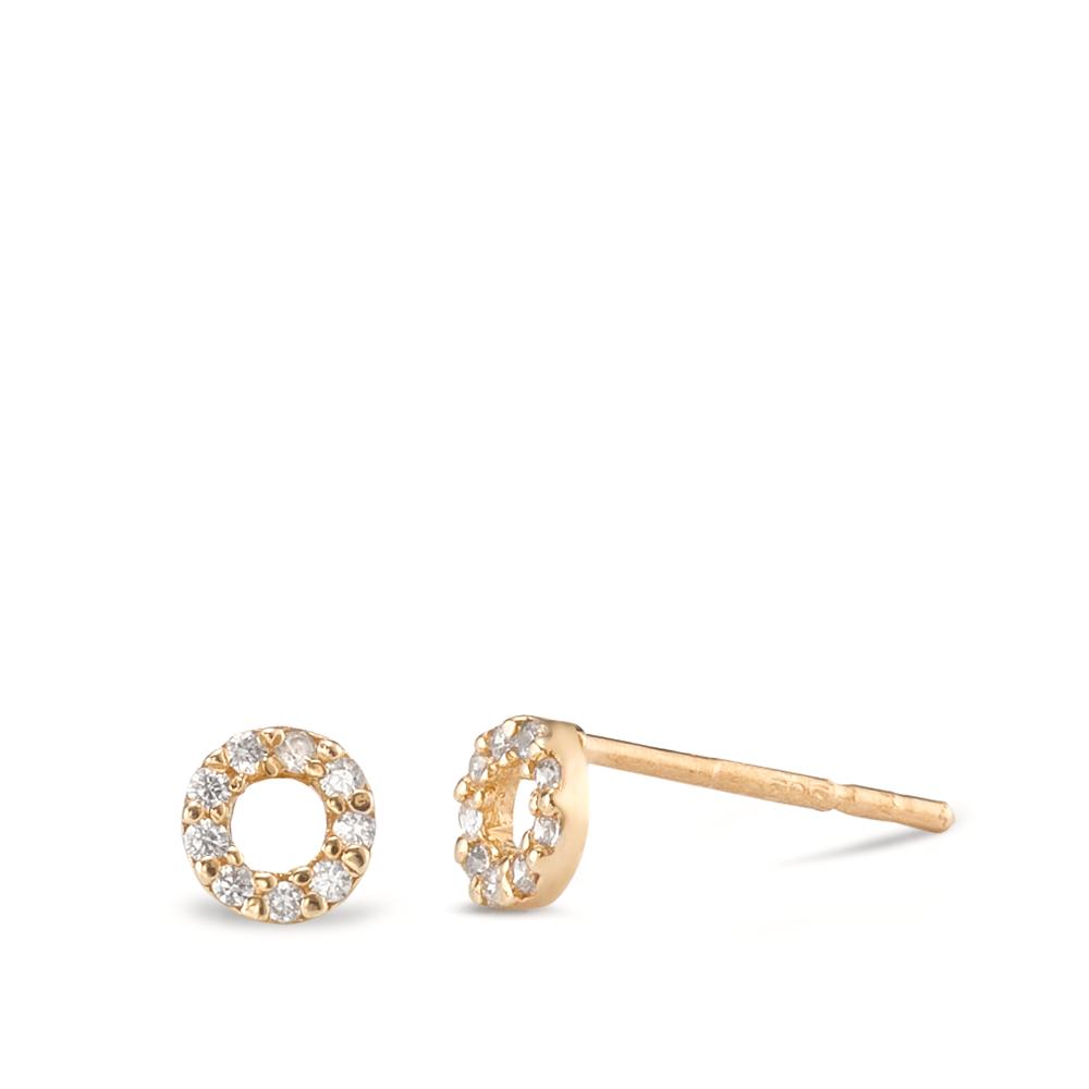Clous d'oreilles Or jaune 14K Zircone Ø4 mm-592334