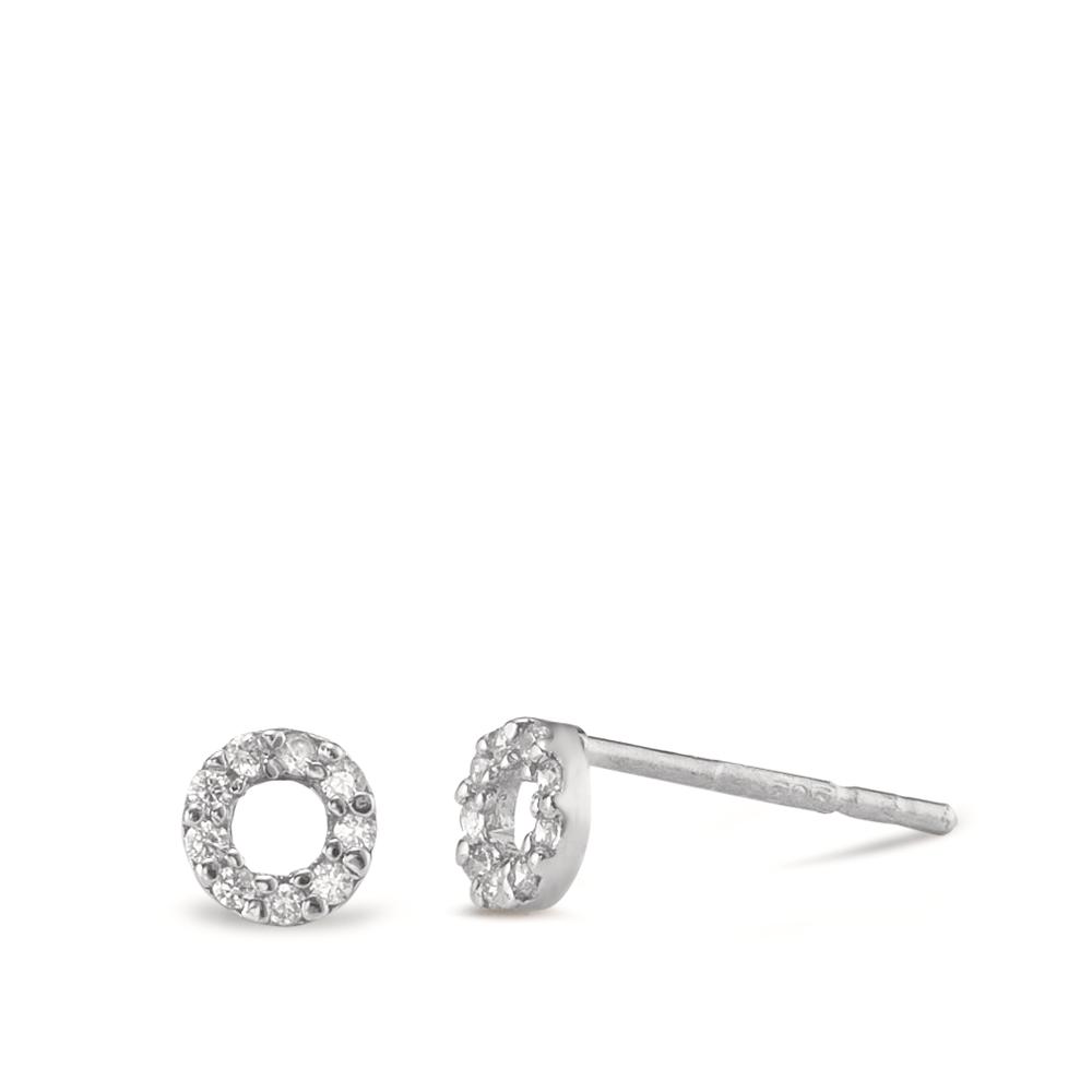 Clous d'oreilles Or blanc 14K Zircone Ø4 mm-592335