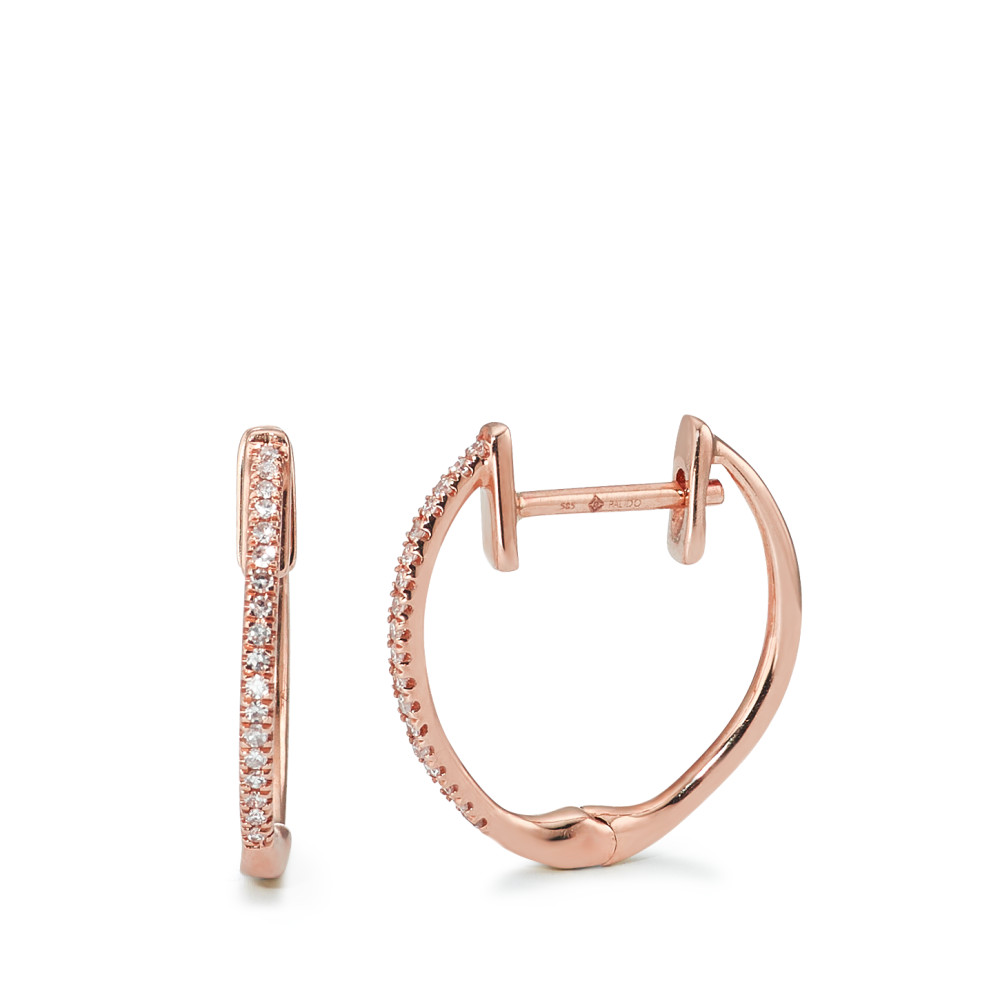 Créoles à charnières Or rouge 14K Diamant 0.06 ct, 36 Pierres, w-si-592342