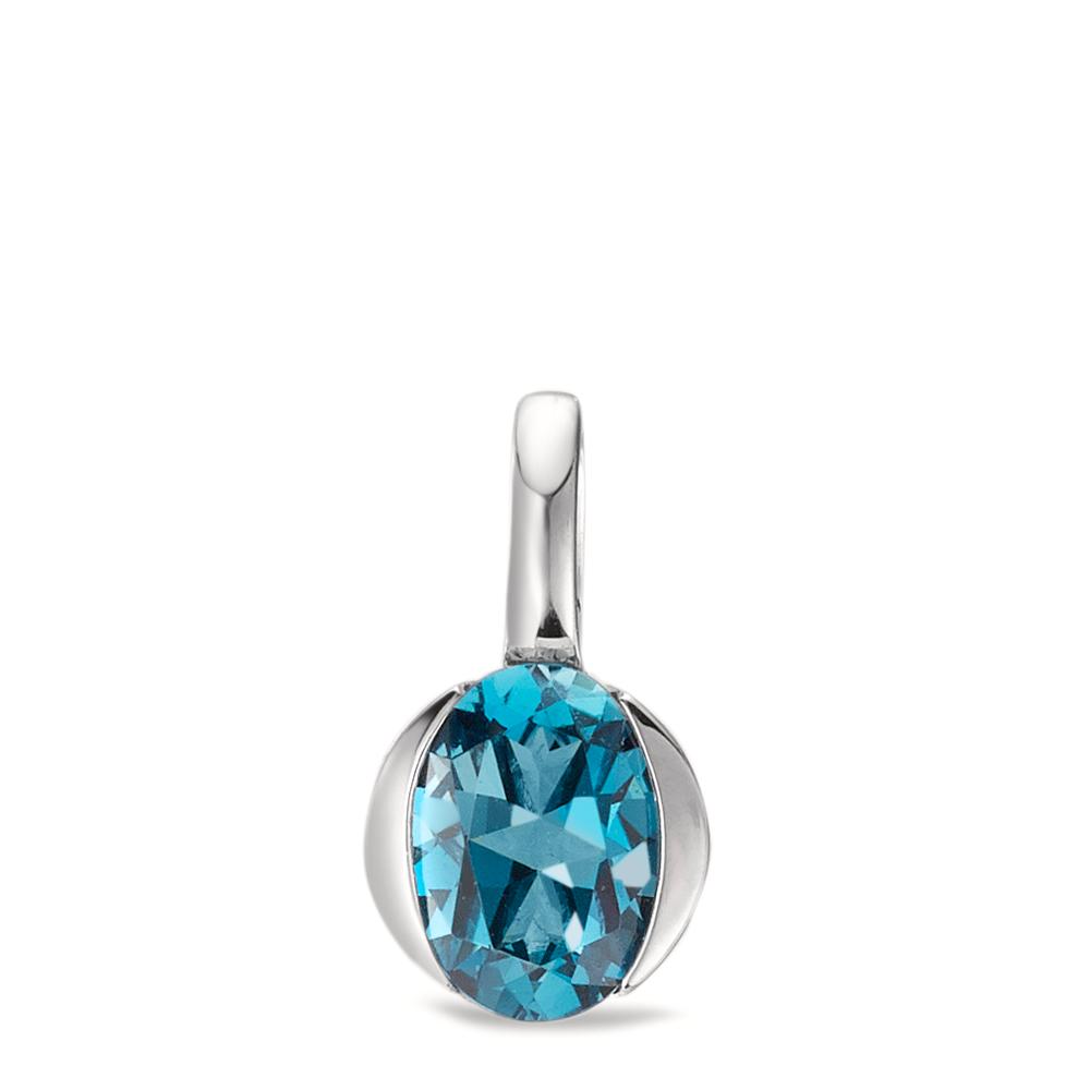 Pendentif Or blanc 14K Topaze London Blue Ø6.5 mm-592343