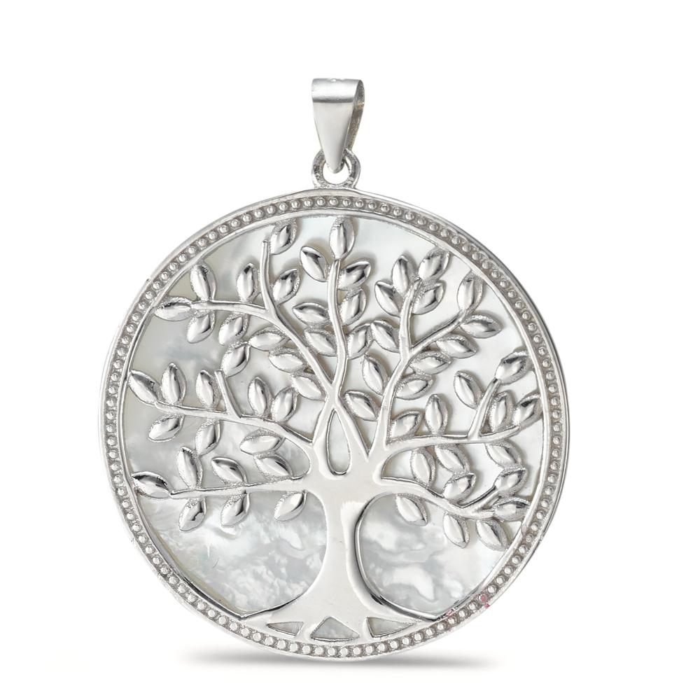 Pendentif Argent Rhodié nacre Arbre de la vie Ø32 mm-592355