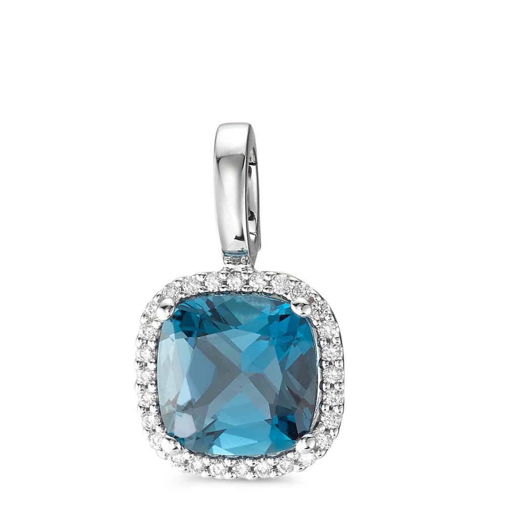 Pendentif Or blanc 18K Topaze London Blue w-si-592370
