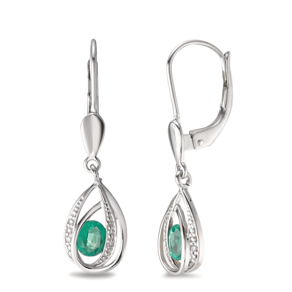 Pendant d'oreilles Or blanc 14K Émeraude 6 Pierres-592372