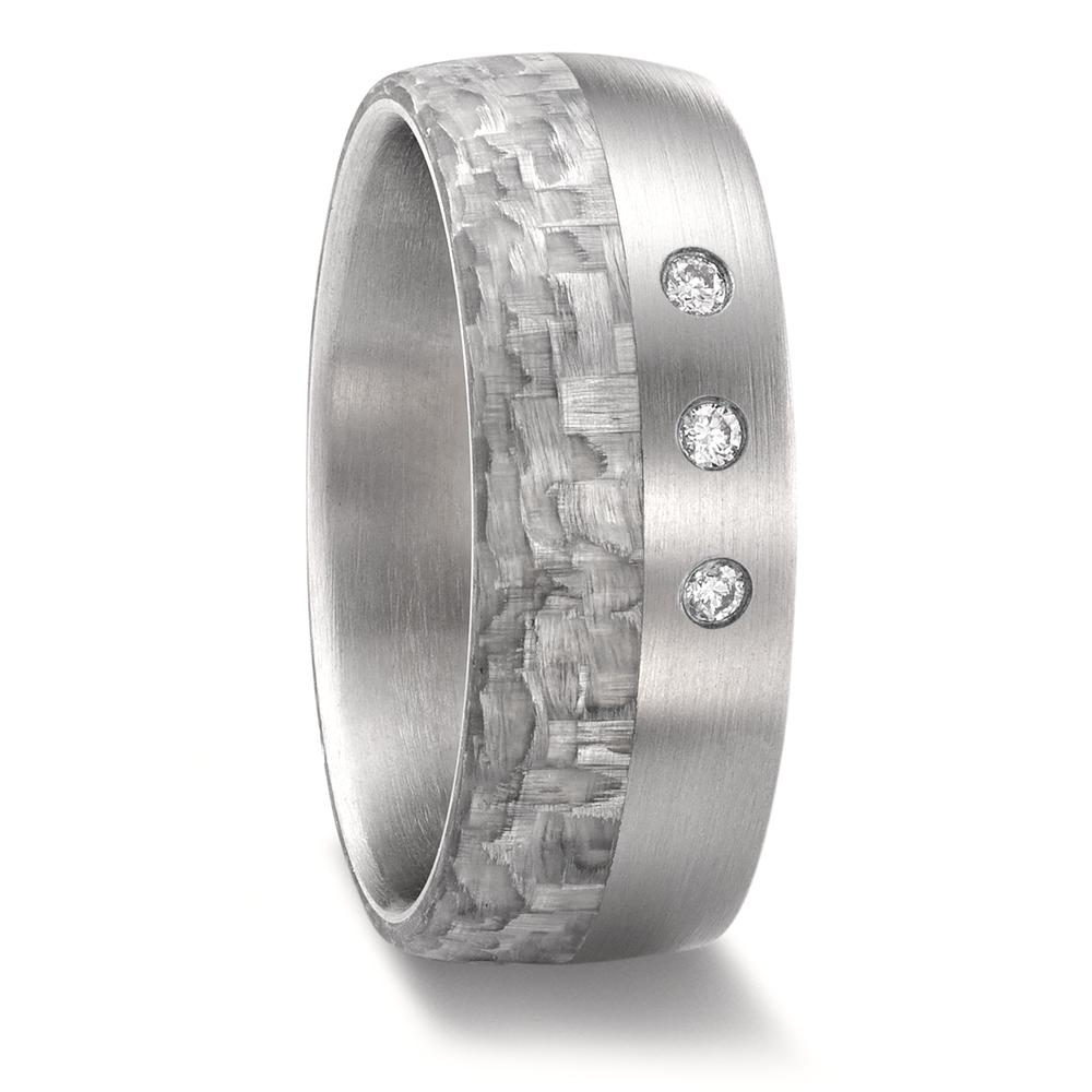 Alliance Acier inoxydable, Carbone Diamant 0.06 ct, 3 Pierres, w-si-592497