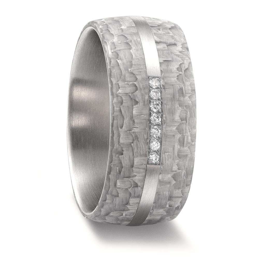 Alliance Acier inoxydable, Carbone Diamant 0.049 ct, 7 Pierres, w-si-592503