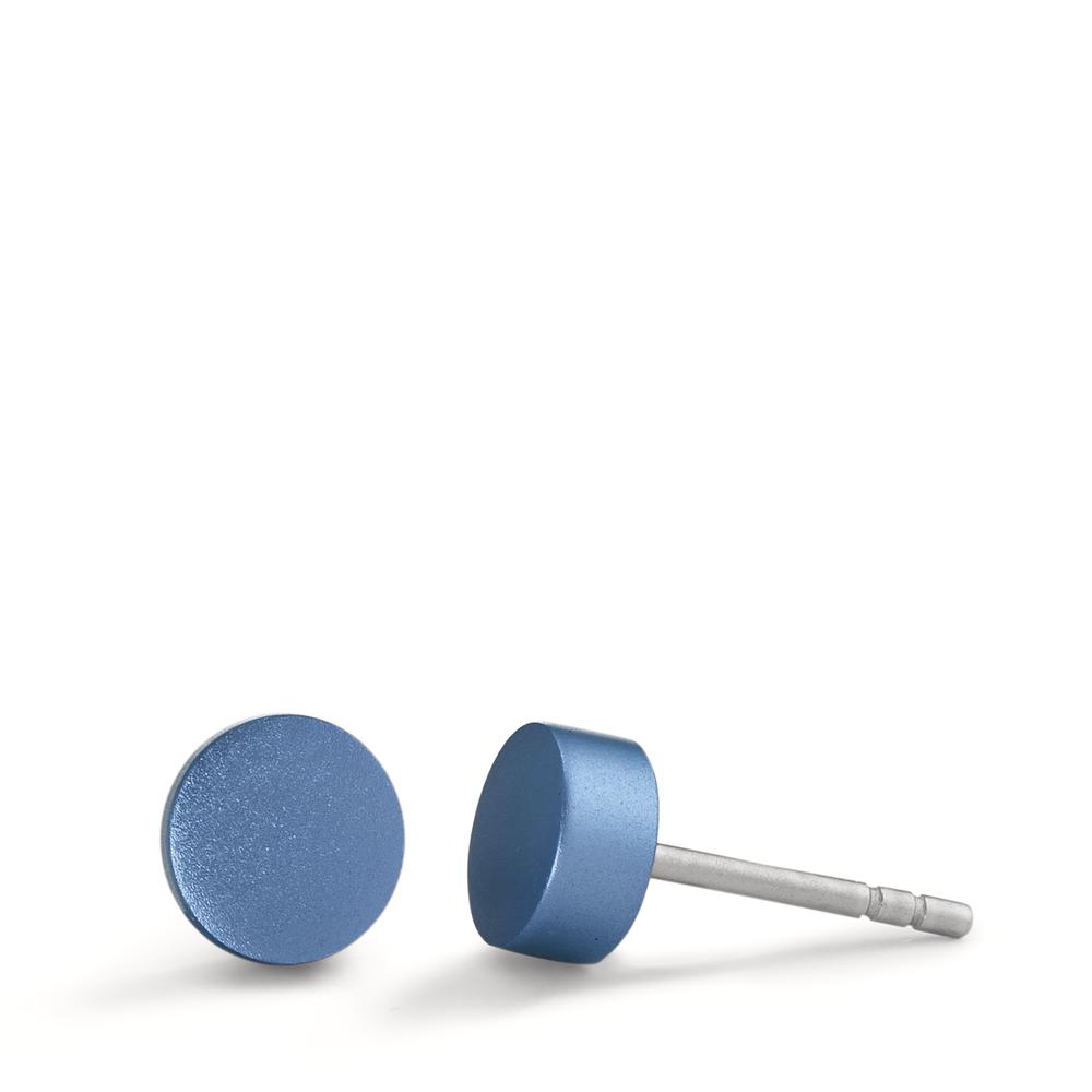 Ohrstecker Disc Ø6mm aus Aluminium in Lapis Blue, Stift und Verschluss aus Edelstahl-592604