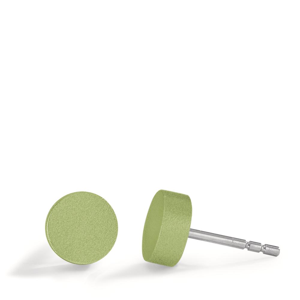 Ohrstecker Disc Ø7mm aus Aluminium in Apple Green, Stift und Verschluss aus Edelstahl-592610