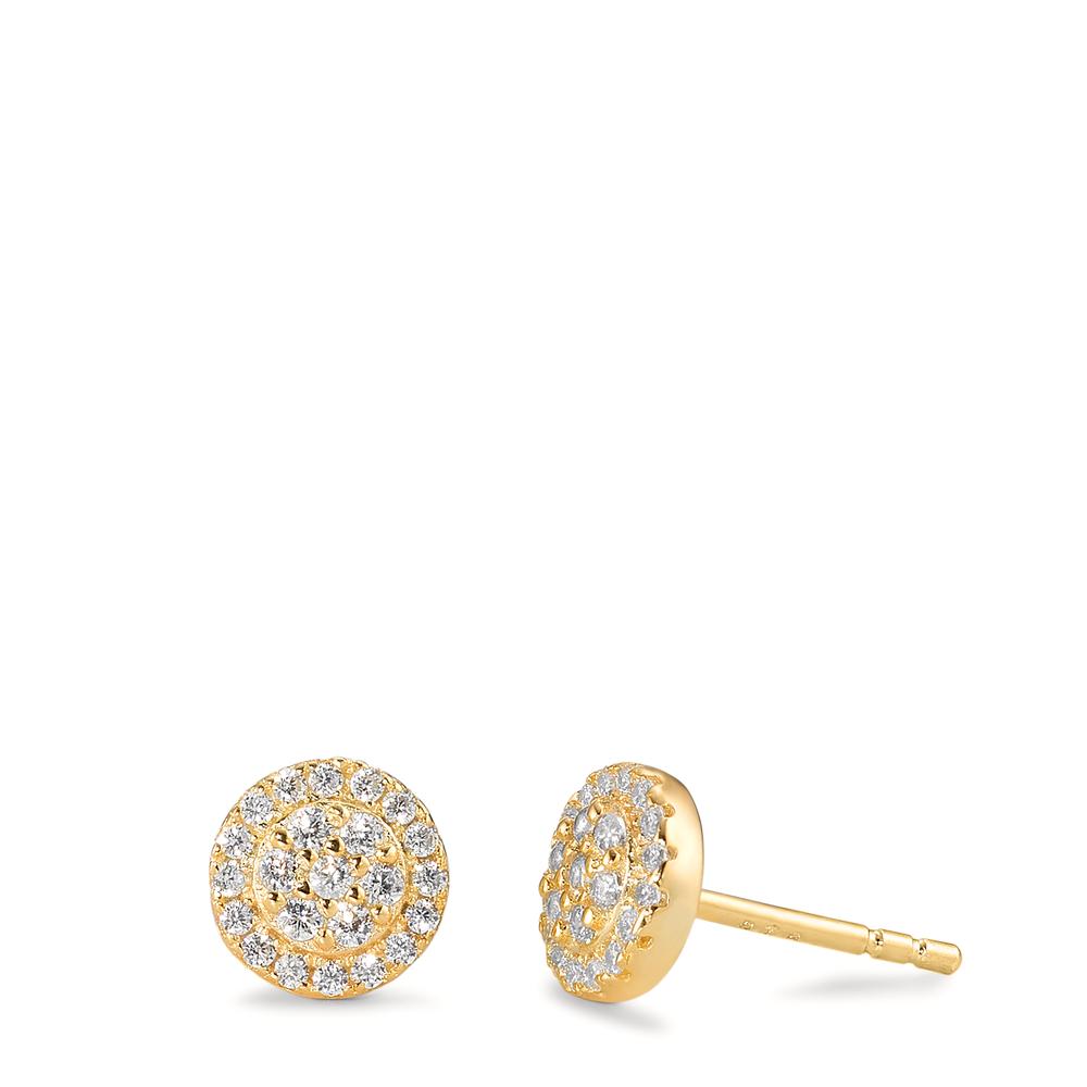 Clous d'oreilles Argent Zircone jaune Plaqué or Ø7 mm-592790