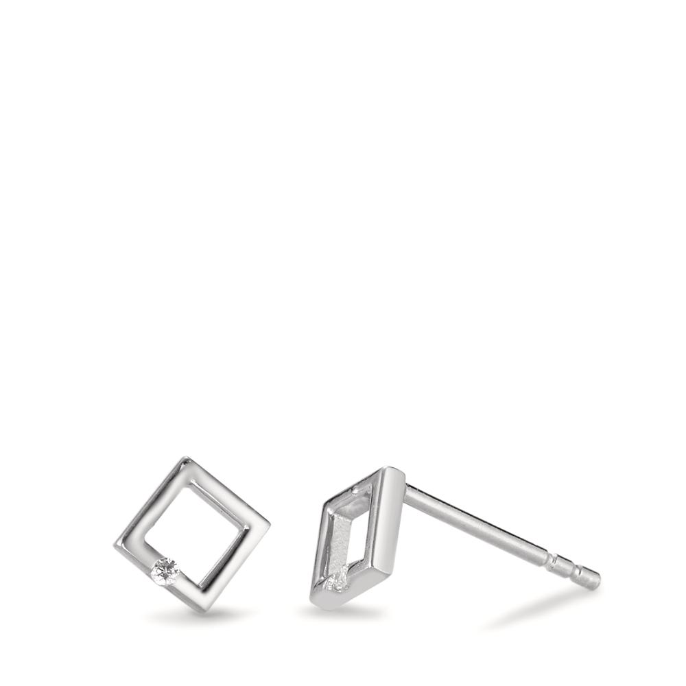 Clous d'oreilles Argent Zircone 2 Pierres Rhodié Ø5 mm-592797