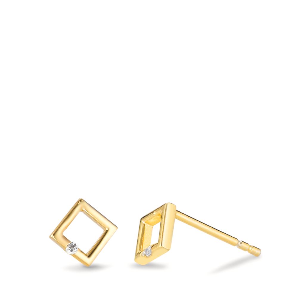 Clous d'oreilles Argent Zircone 2 Pierres jaune Plaqué or Ø5 mm-592799