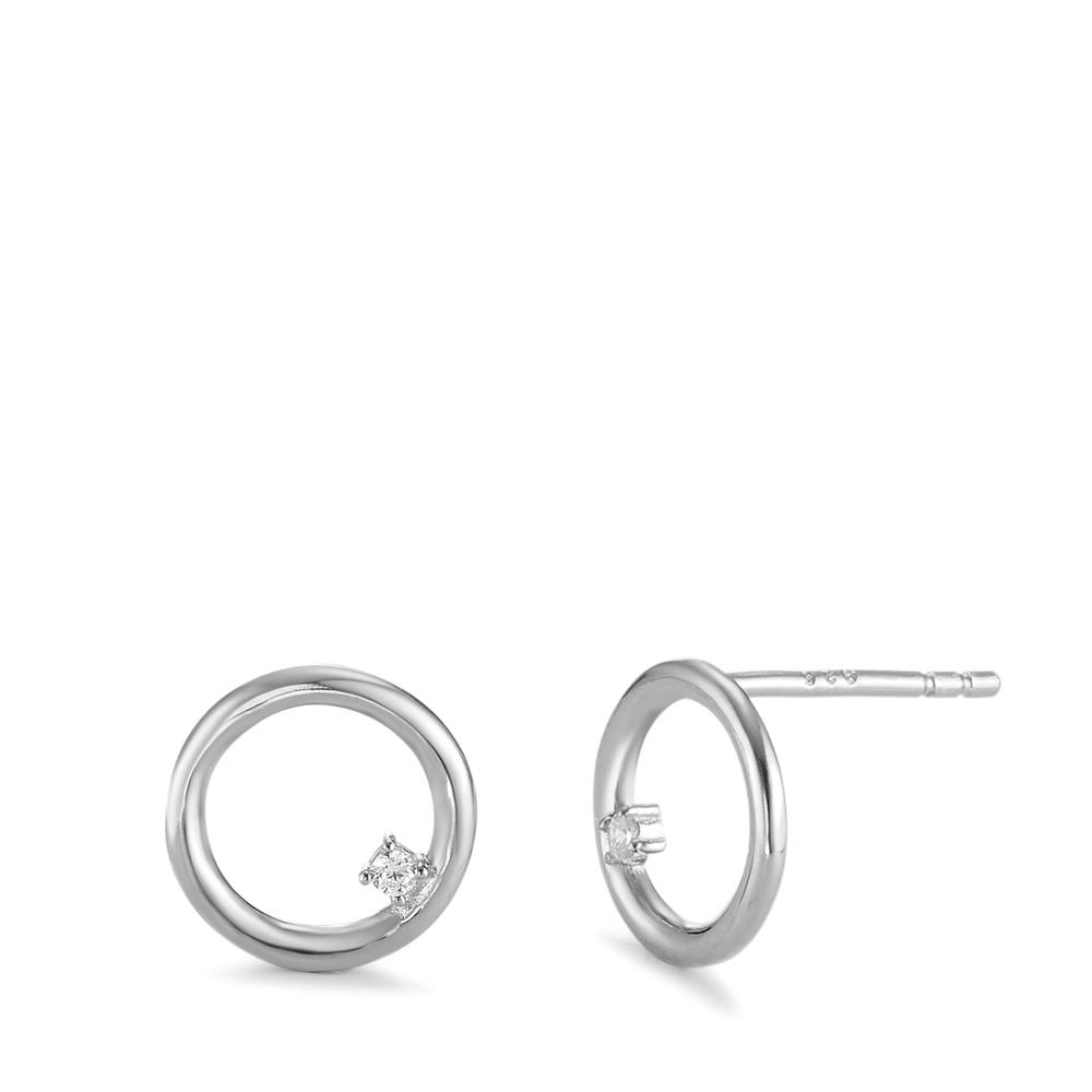 Clous d'oreilles Argent Zircone 2 Pierres Rhodié Ø9.5 mm-592821