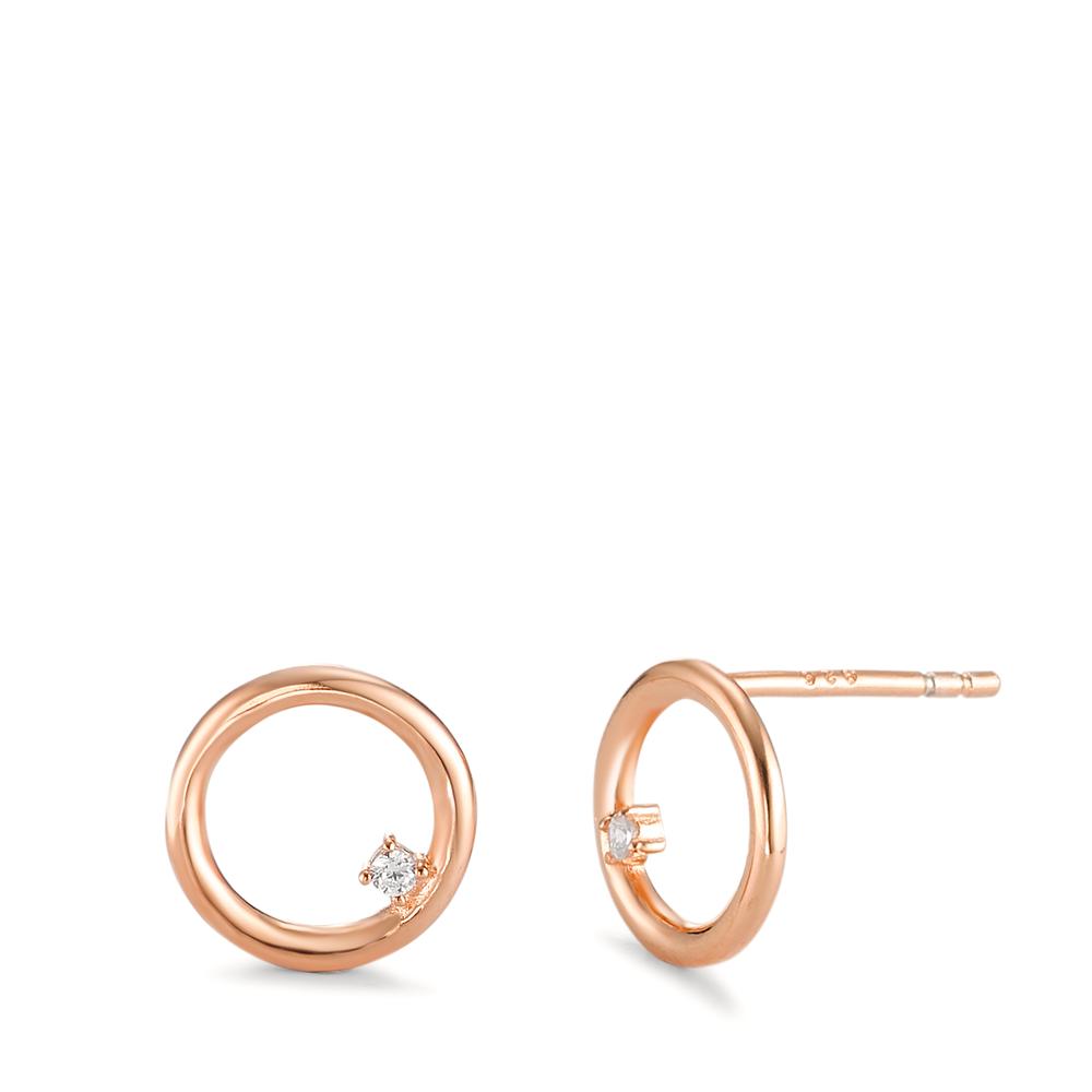 Clous d'oreilles Argent Zircone 2 Pierres rosé Plaqué or Ø9.5 mm-592822