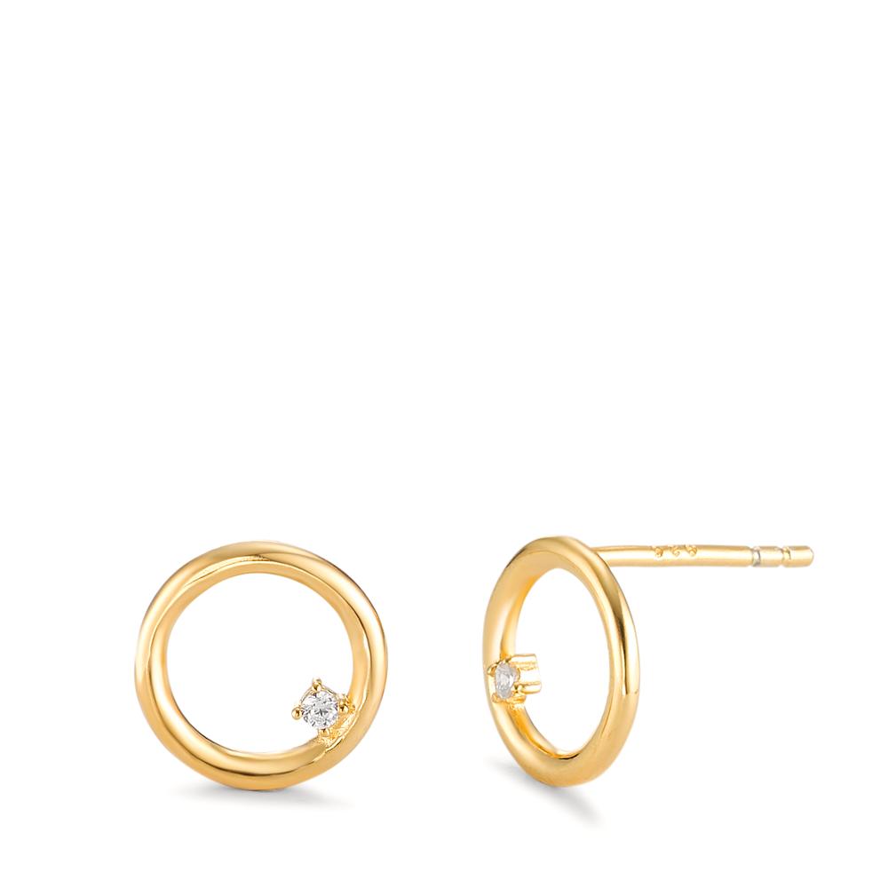 Clous d'oreilles Argent Zircone 2 Pierres jaune Plaqué or Ø9.5 mm-592823
