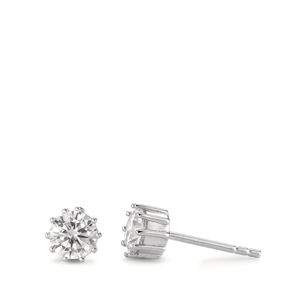 Clous d'oreilles Argent Zircone 2 Pierres Rhodié Ø5.5 mm-592845