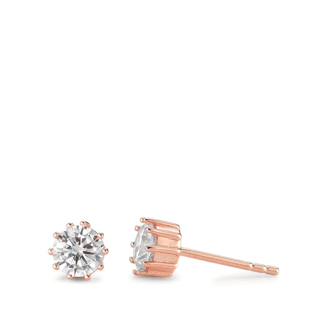 Clous d'oreilles Argent Zircone 2 Pierres rosé Plaqué or Ø5.5 mm-592846