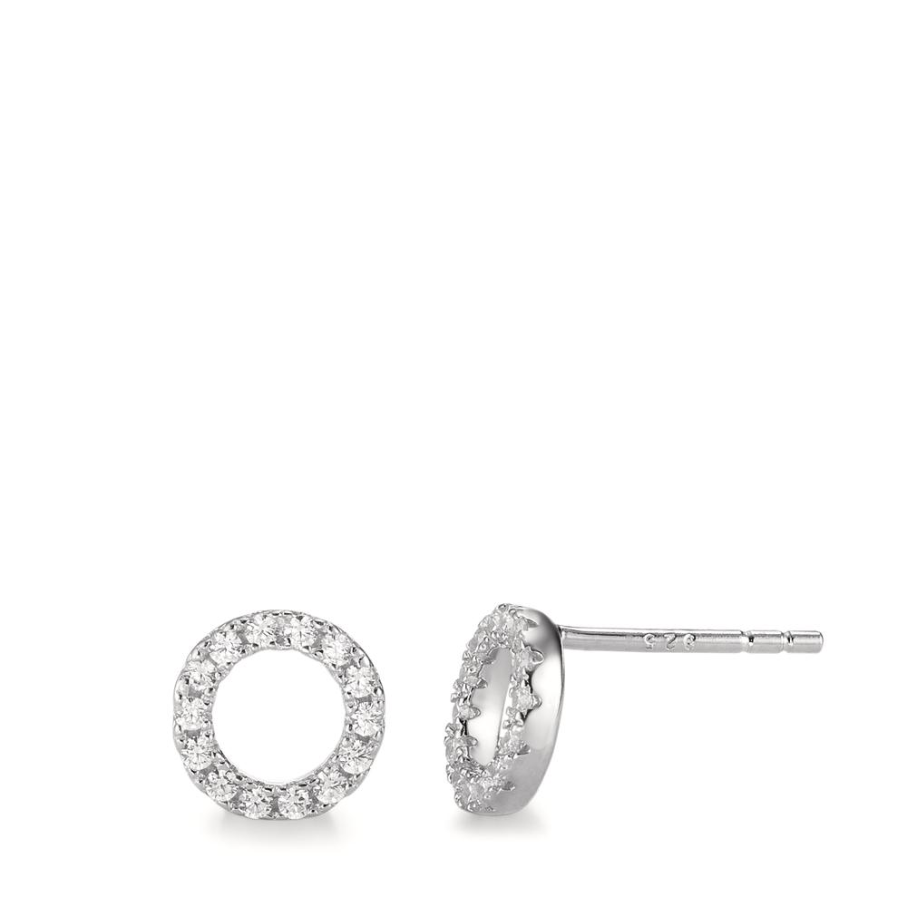 Clous d'oreilles Argent Zircone 28 Pierres Rhodié Ø8 mm-592857