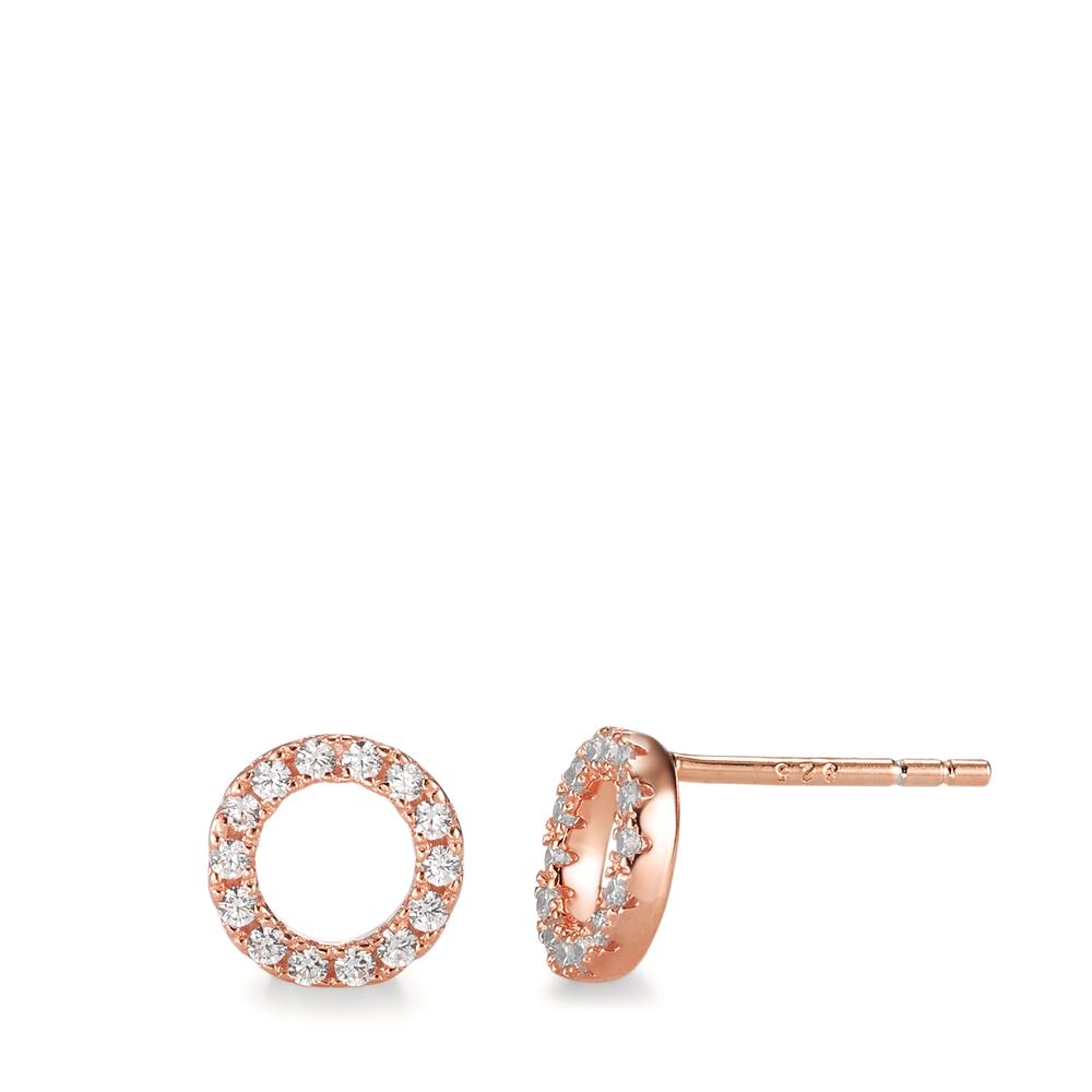 Clous d'oreilles Argent Zircone 28 Pierres rosé Plaqué or Ø8 mm-592858