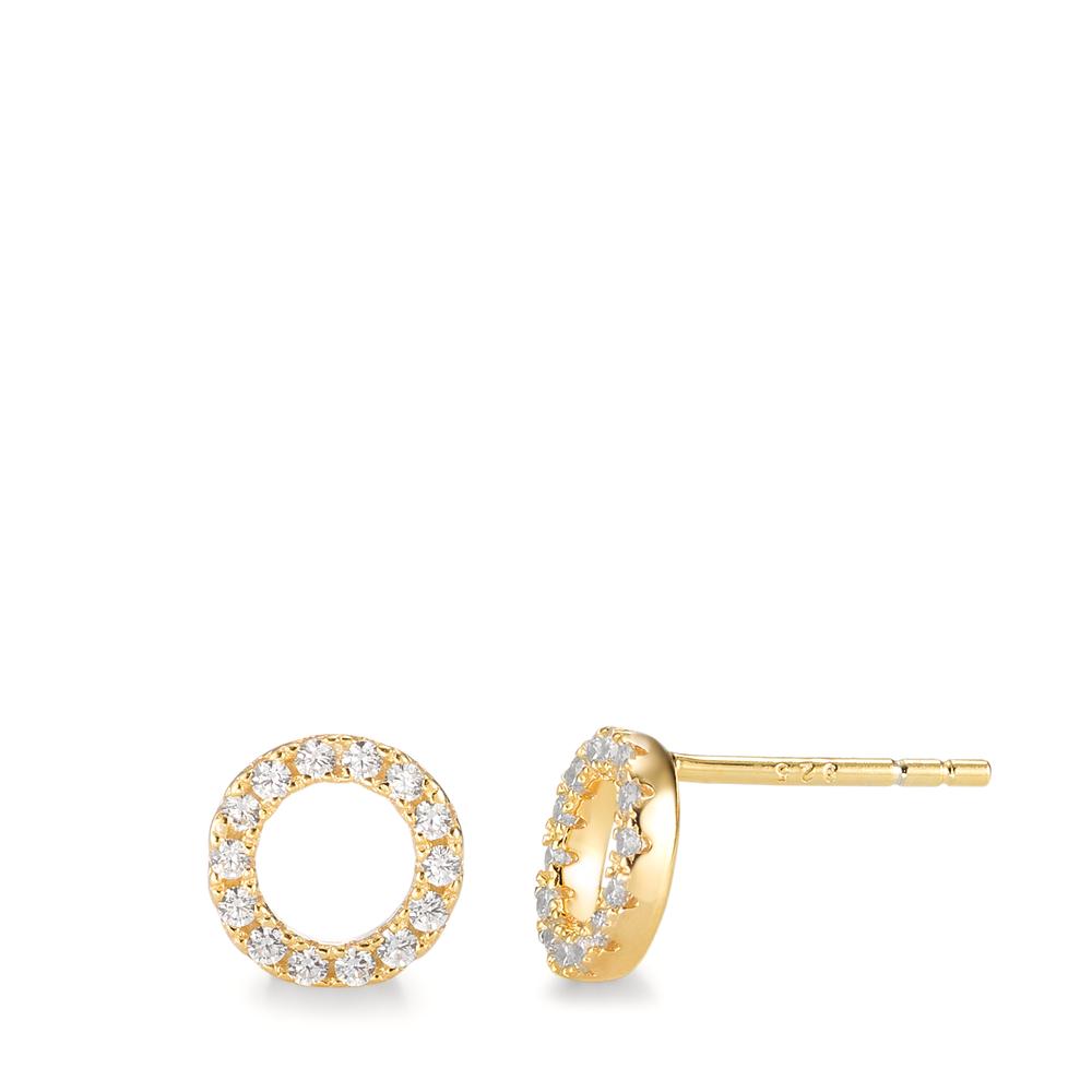 Clous d'oreilles Argent Zircone 28 Pierres jaune Plaqué or Ø8 mm-592859