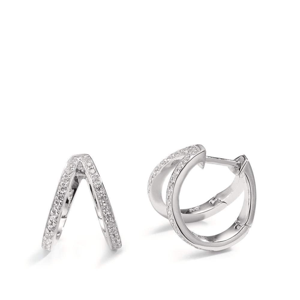 Créoles à charnières Argent Zircone 26 Pierres Rhodié-593038