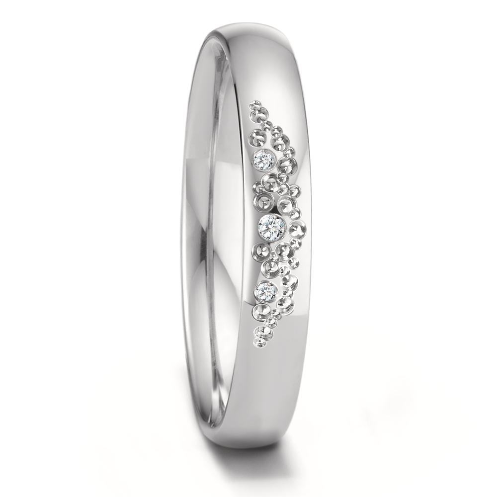 Alliance Or blanc 18K Diamant 0.02 ct, 3 Pierres, tw-vsi-593045