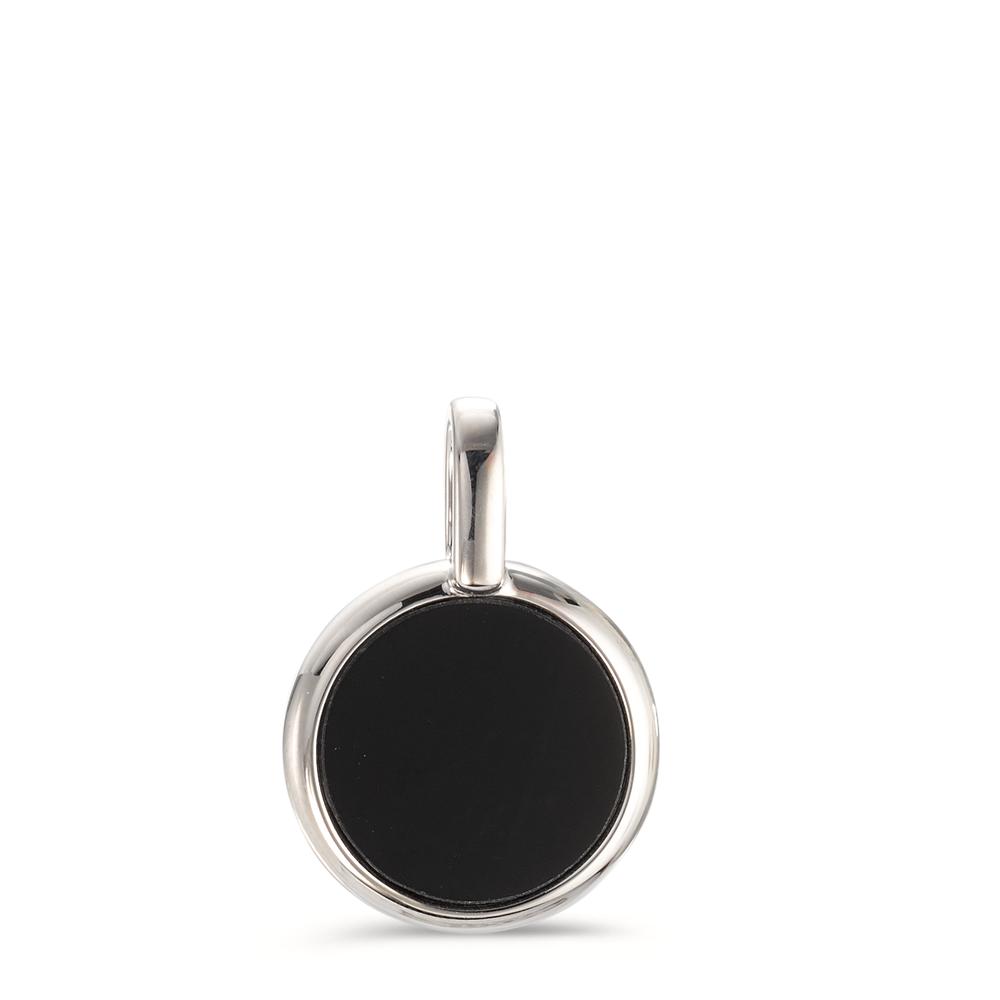 Pendentif Argent Onyx Rhodié Ø14 mm-593091