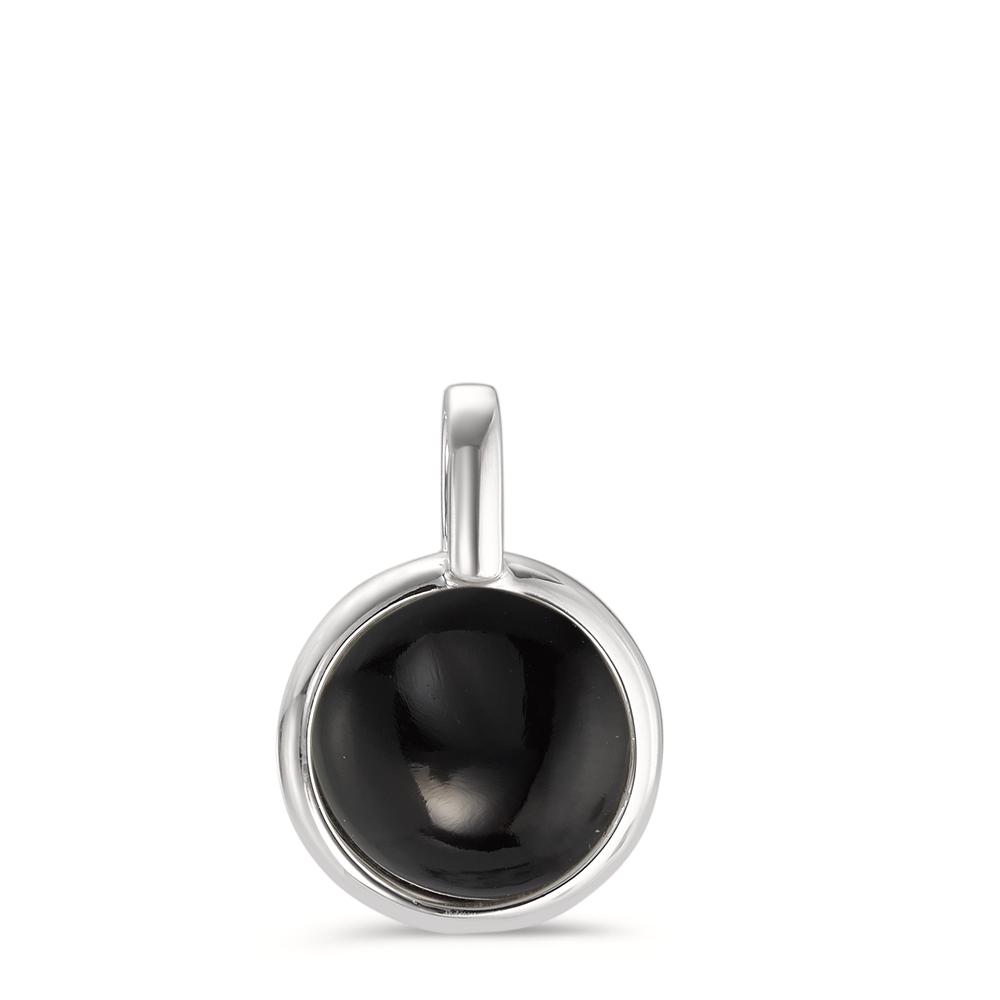 Pendentif Argent Onyx Rhodié Ø14 mm-593098